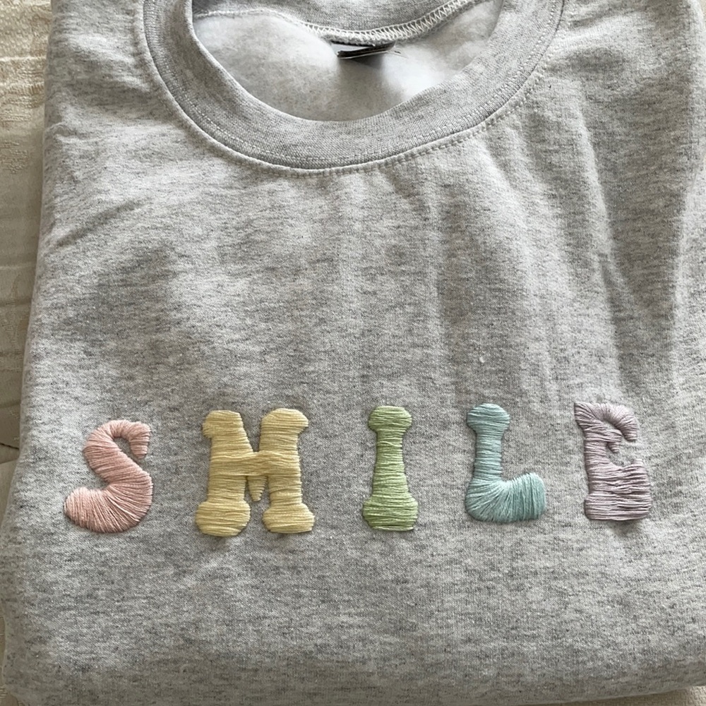 Custom made hand embroidered crewneck